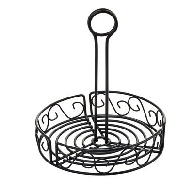 Winco WBKH-6R Condiment Caddy, 6-1/4" dia. x 9"H, round, wire construction, black