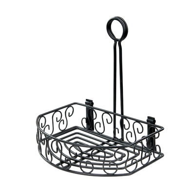 Winco WBKH-6SB Condiment Caddy, 8-1/4" x 6-1/4" x 9"H, straight back, wire construction, black