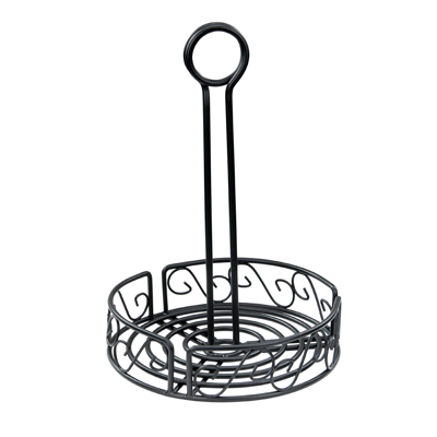 Winco WBKH-7R Condiment Caddy, 7-1/2" dia. x 9"H, round, wire construction, black