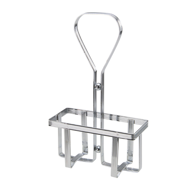 Winco WH-5 Oil & Vinegar Cruet Rack, square, holds (2) 6 oz. square cruets (G-104), chrome plated metal
