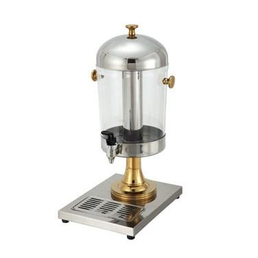 Winco 901 Single Juice Dispenser, 2.5 Gallons, Stainless Steel/Gold Accent
