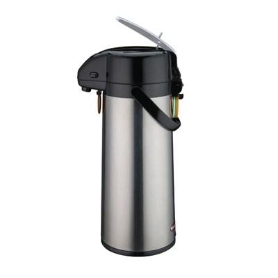 Winco AP-825 Glass Lined Airpot with Lever Top, Stainless Steel Body, 2.5 Liter