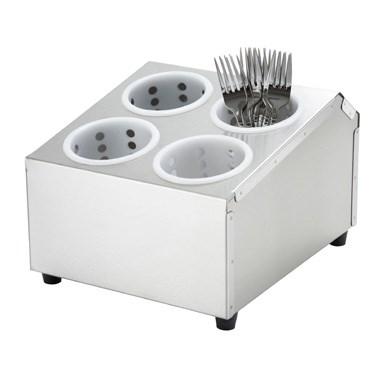 Winco FC-4H Stainless Steel Flatware Cylinder Holder, Four Holes