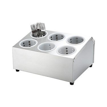 Winco FC-6H Stainless Steel Flatware Cylinder Holder, 6 Holes