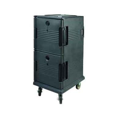 Winco IFT-2 Double Cabinet Insulated Full-Size Food Pan Transporter, Built-In Dolly