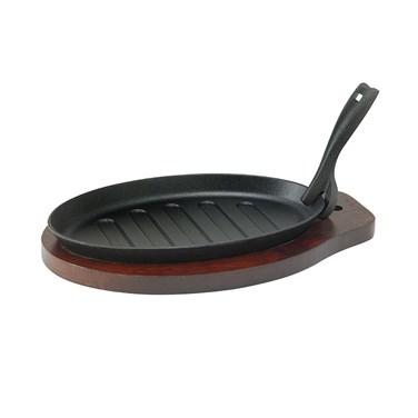 Winco ISP-3 Steak Platter With Gripper, Three Piece Set, Cast Iron