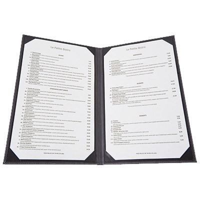 Winco LMD-814BK Black Leatherette Two Panel Menu Cover 8-1/2" X 14"