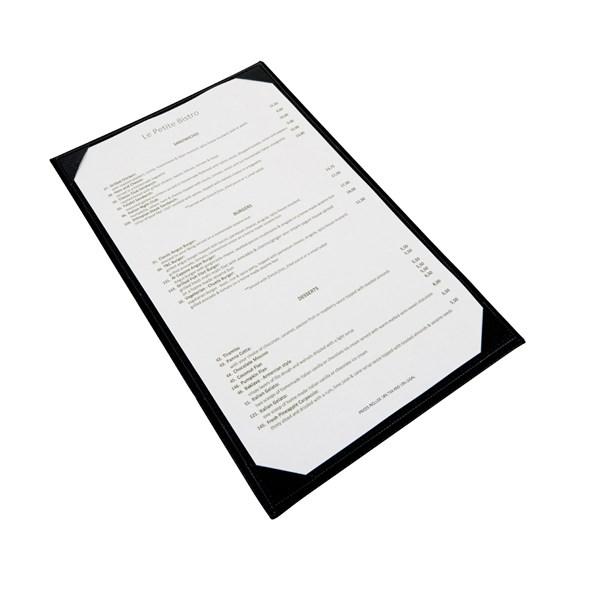 Winco LMS-814BK Black Leatherette Single Panel Menu Cover 8-1/2" x 14"