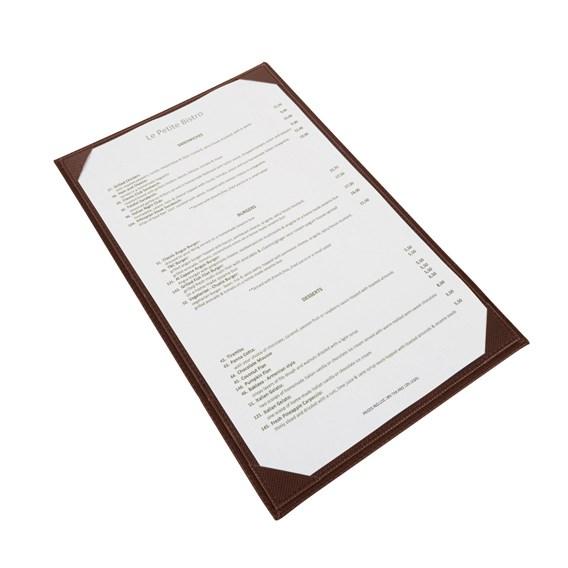 Winco LMS-814BN Brown Leatherette Single Panel Menu Cover 8-1/2" x 14"