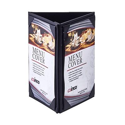 Winco LMTT-57BK Triple-View Menu Tent For 5" X 7" Inserts, Black