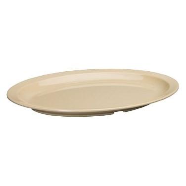 Winco MMPO-139 Melamine Oval Platters, Narrow Rim, Tan, 13-1/4"