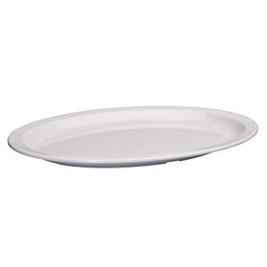 Winco MMPO-1510W Melamine Oval Platters, Narrow Rim, White, 15-1/2"