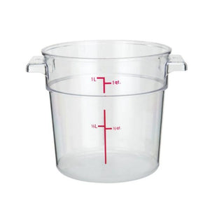 Winco PCRC-1 Round Storage Container, Clear Polycarbonate, 1 Qt