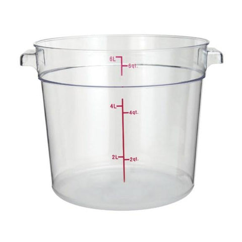 Winco PCRC-6 Round Storage Container, Clear Polycarbonate, 6 Qt