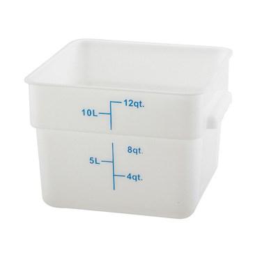 Winco PESC-12 Square Storage Container, White Polypropylene, 12 Qt