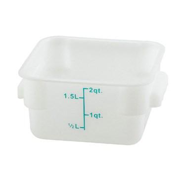 Winco PESC-2 Square Storage Container, White Polypropylene, 2 Qt