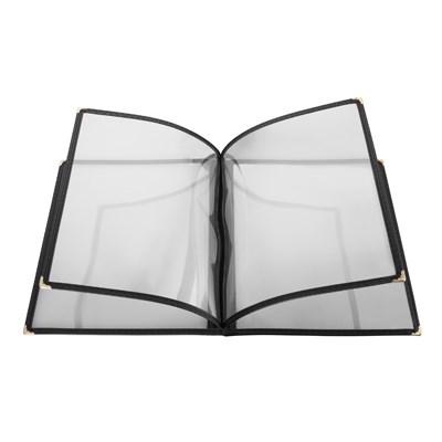 Winco PMCF-9K Four Pocket Black Menu Cover, 9-5/8" X 12-1/8"