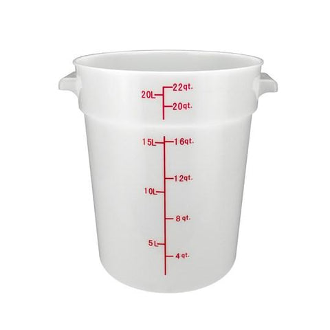 Winco PPRC-22W Round Storage Container, White, Polypropylene, 22 Qt