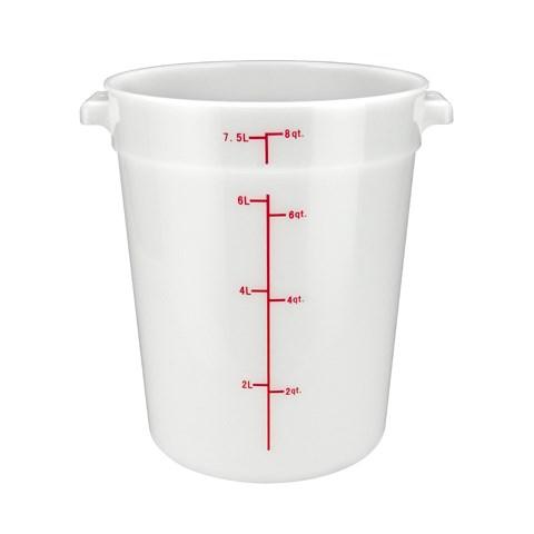 Winco PPRC-8W Round Storage Container, White, Polypropylene, 8 Qt