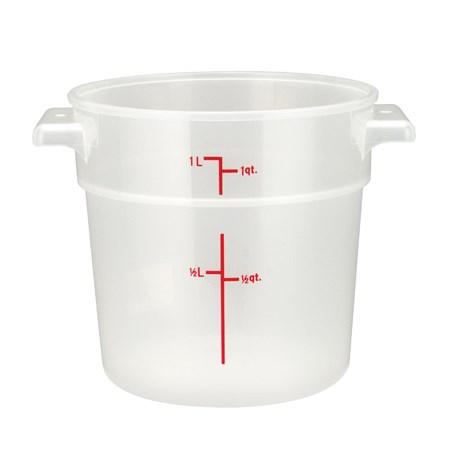 Winco PTRC-1 Round Storage Container, Translucent, Polypropylene, 1 Qt