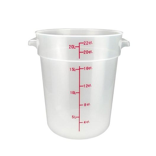 Winco PTRC-22 Round Storage Container, Translucent, Polypropylene, 22 Qt