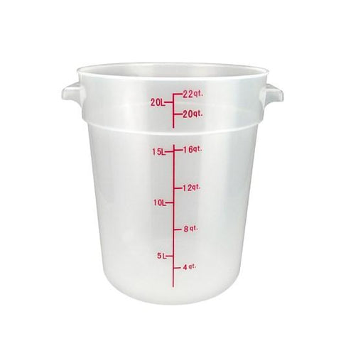 Winco PTRC-22 Round Storage Container, Translucent, Polypropylene, 22 Qt