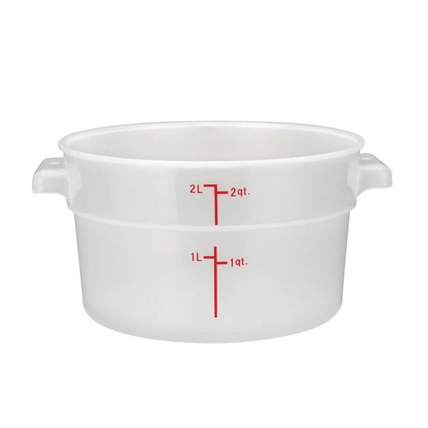 Winco PTRC-2 Round Storage Container, Translucent, Polypropylene, 2 Qt