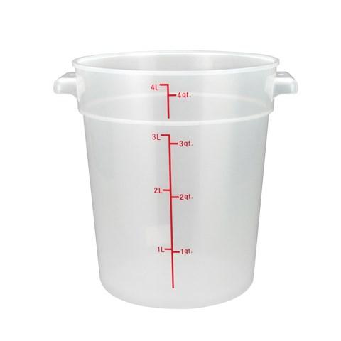 Winco PTRC-4 Round Storage Container, Translucent, Polypropylene, 4 Qt