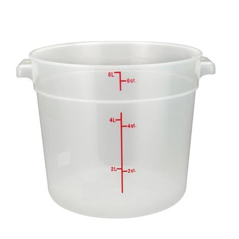 Winco PTRC-6 Round Storage Container, Translucent, Polypropylene, 6 Qt
