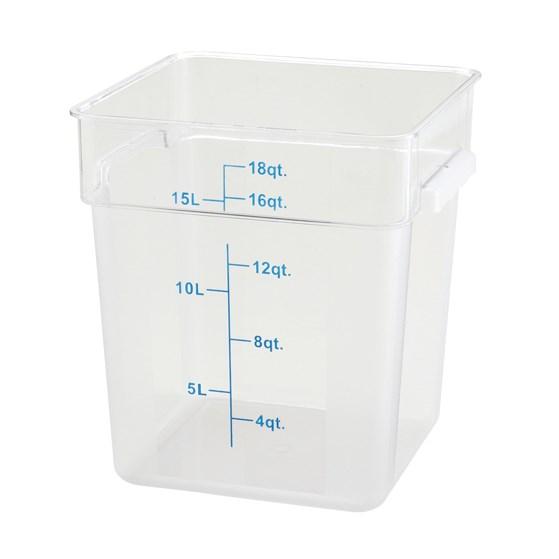 Winco PTSC-18 Square Storage Container, Translucent, Polypropylene, 18 Qt