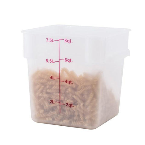 Winco PTSC-8Square Storage Container, Translucent, Polypropylene, 8 Qt