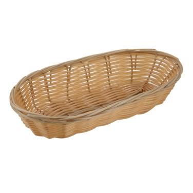 Winco PWBN-9B 4-1/4" X 9" Long Oval Tan Polypropylene Woven Basket