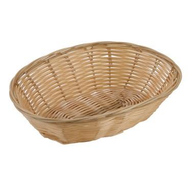 Winco PWBN-9V 9-1/2" X 6 1/2" Oval Tan Polypropylene Woven Basket