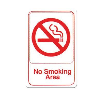 Winco SGN-684W Information Sign, 6"W X 9"H, No Smoking Area