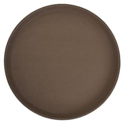 Winco TFG-16N Deluxe Fiberglass Tray, Non-Slip, Round, 16", Brown