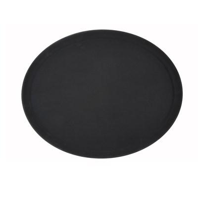 Winco TFG-2622K Deluxe Fiberglass Tray, Non-Slip, Oval, 26 X 22, Black