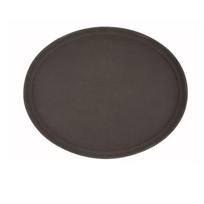 Winco TFG-2622N Deluxe Fiberglass Tray, Non-Slip, Oval, 26 X 22, Brown