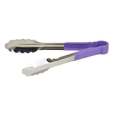 Winco UTPH-9P Allergen-Free Stainless Steel Utility Tongs, 9"