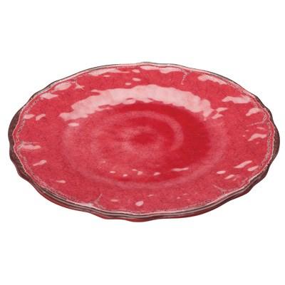 Winco WDM001-501 Luzia Melamine Hammered Plate, Red, 9"