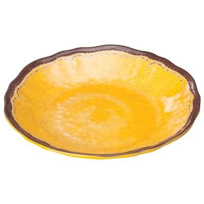 Winco WDM001-605 Luzia Melamine Hammered Deep Plate, Yellow, 9-5/8" Dia