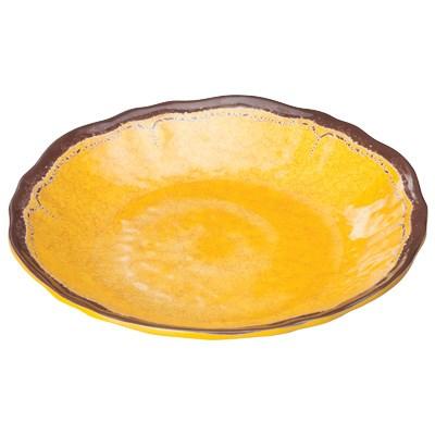 Winco WDM001-605 Luzia Melamine Hammered Deep Plate, Yellow, 9-5/8" Dia