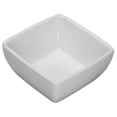 Winco WDM009-202 Linza Melamine Square Mini Bowl, White, 3-1/2"