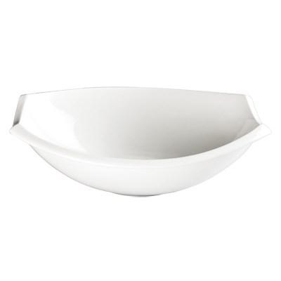 Winco WDP006-206 Bergomi Porcelain Oval Bowl, Creamy White, 13"