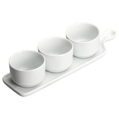Winco WDP016-101 Newry 12" X 3-1/2" Porcelain Trio Tapas Bowl Set, Bright White