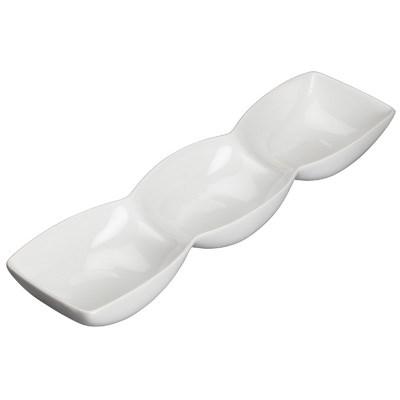 Winco WDP017-101 Loures 14-1/4" X 4" Porcelain Trio Bowl, Bright White