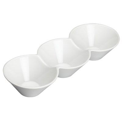 Winco WDP017-102 Loures 13-1/4" X 5" Porcelain Trio Bowl, Bright White