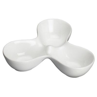 Winco WDP017-103 Loures 7-3/4" Porcelain Trio Caddy Bowl, Bright White