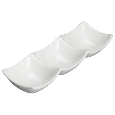 Winco WDP017-104 Loures 8-3/4" X 3" Porcelain Trio Bowl, Bright White