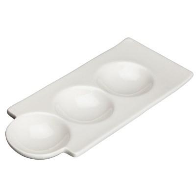 Winco WDP017-107 Loures 9-1/2" Porcelain Trio Dish, Bright White