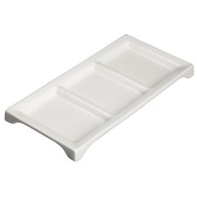 Winco WDP017-108 Loures 10" X 5" Porcelain Trio Tray, Bright White